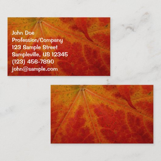 レッドメープルリーフ抽象芸術秋自然撮影 名刺 (正面/裏面)