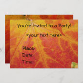 レッドメープルリーフ抽象芸術秋自然撮影 招待状 (正面/裏面)