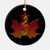 レッドメープルリーフ秋カラー調和 セラミックオーナメント (正面)