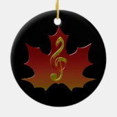 レッドメープルリーフ秋カラー調和 セラミックオーナメント (裏面)