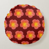 レッドモスバラフラワーシームレスパターン ラウンドクッション (正面)