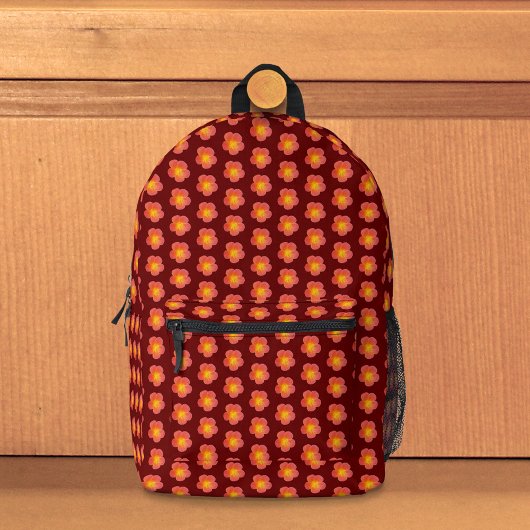 レッドモスバラフラワーシームレスパターンon Backpack プリントバックパック