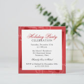 レッドモダンエレガントフローラホリデーパーティー 招待状 (スタンド正面)