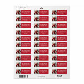 レッドモダンカスタムクリスマスフォト差出人住所 ラベル (フルシート)