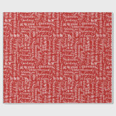 レッドモダンクリスマスホリデータイポグラフィ ラッピングペーパー (フラット)