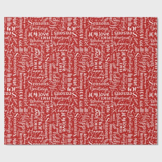 レッドモダンクリスマスホリデータイポグラフィ ラッピングペーパー (フラット)