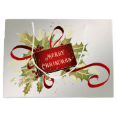 レッドモダンクリスマスホリデー抱き枕 ラージペーパーバッグ (正面)