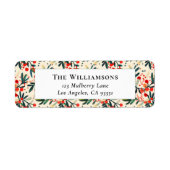 レッドモダンクリスマスホリーベリー差出人住所 ラベル (正面)