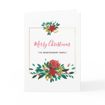 レッドモダングリーン&金ゴールドクリスマスフローラホリデー