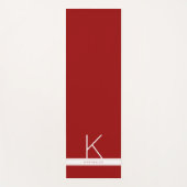 レッドモダンシンプルストライプモノグラム名 ヨガマット (正面)