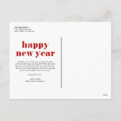 レッドモダンタイポグラフィハッピー2022年新年写真 シーズンポストカード (裏面)