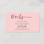 レッドモダンネイリスト赤面爪、 ネイルアートサロン 名刺 (裏面)