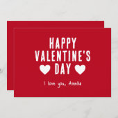 レッドモダンハッピーバレンタインデーハートボーイフレンド シーズンカード (正面/裏面)