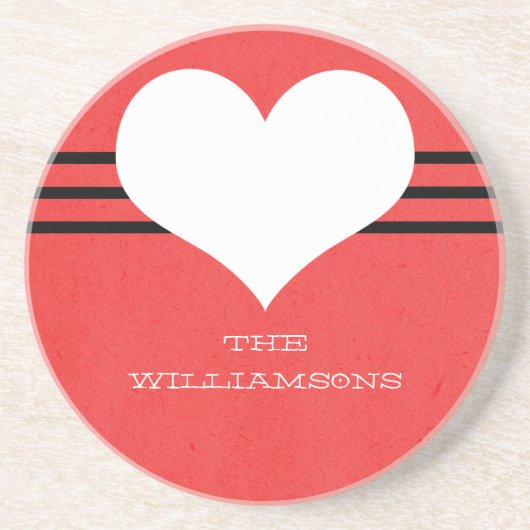 レッドモダンハートコースター コースター (正面)