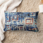 レッドモダンブルーホワイトソフトパステルカラー抽象芸術 ランバークッション (ブランケット)