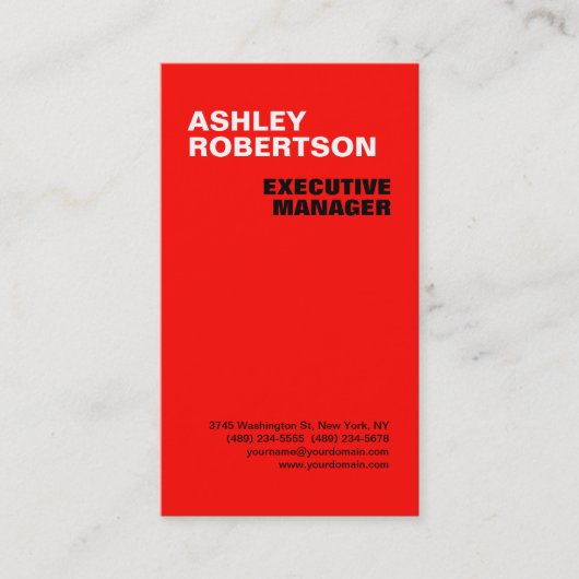 レッドモダンプロフェッショナルミニマル 名刺 (正面)