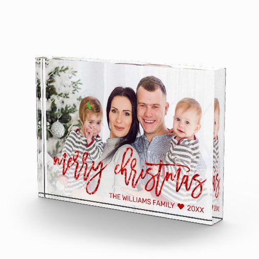 レッドモダンメリークリスマスグリッタースクリプトファミリー フォトブロック (右)