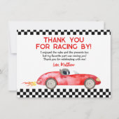 レッドモダンレースカー誕生日 サンキューカード (正面)