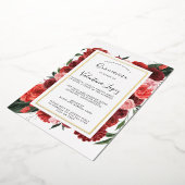 レッドモダンローズフローラキンセアニェラ金ゴールド 箔招待状 (回転した状態)