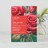 レッドモダンローゼス結婚式招待状 招待状 (スタンド正面)