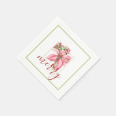 レッドモダンヴィンテージポメリーインセティアホリデイ スタンダードカクテルナプキン (角)