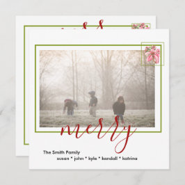 レッドモダンヴィンテージポメリーインセティアホリデイ ノートカード