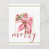 レッドモダンヴィンテージポメリーインセティアホリデイ ポストカード (正面)