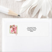 レッドモダンヴィンテージポメリーインセティアホリデイ ラベル (インサイチュ)