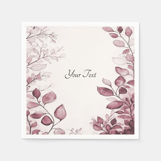 レッドモダン葉ナプキンス スタンダードカクテルナプキン (正面)