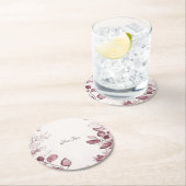 レッドモダン葉紙コースター ラウンドペーパーコースター (インサイチュ)