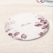 レッドモダン葉紙コースター ラウンドペーパーコースター (アングル)