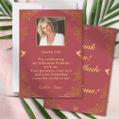 レッドモダン金ゴールド50ファブラス誕生日 サンキューカード