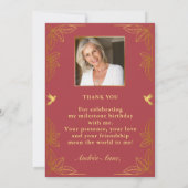 レッドモダン金ゴールド50ファブラス誕生日 サンキューカード (裏面)