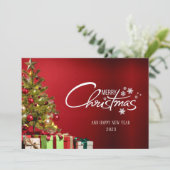 レッドモダン・メリー・クリスマスカード 招待状 (スタンド正面)