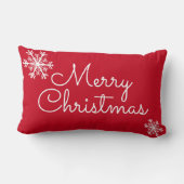 レッドモダン・メリー・クリスマス・ファミリー名スノーフレーク ランバークッション (裏面)