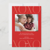 レッドモダンXOXOフォトバレンタインデー シーズンカード (裏面)