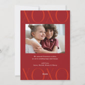 レッドモダンXOXOフォトバレンタインデー シーズンカード (裏面)