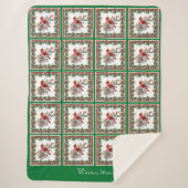 レッドモッキンバードポインセテ縁どィアグリーンカスタム シェルパブランケット (正面)