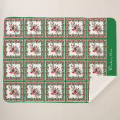 レッドモッキンバードポインセテ縁どィアグリーンカスタム シェルパブランケット (正面(横))