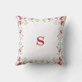 レッドモノグラムかわいらしレッドベリークリスマスホリデー クッション (裏面)