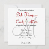 レッドモノグラムとブラックバー結婚式招待状 招待状 (裏面)