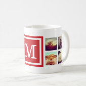 レッドモノグラムインスタグラム写真コラージュマグ コーヒーマグカップ (正面右)