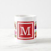 レッドモノグラムインスタグラム写真コラージュマグ コーヒーマグカップ (中央)