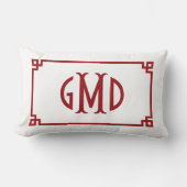 レッドモノグラムギリシャ鍵縁どランバー枕 ランバークッション (正面)