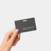 レッドモノグラムグレーパーソナルトレーナービジネス バッジ (手持ち)