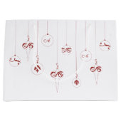 レッドモノグラムバウブルクリスマスオーナメント抱き枕 ラージペーパーバッグ (正面)