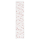 レッドモノグラムボーブルオーナメントパターンクリスマス ショートテーブルランナー (正面)