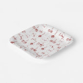 レッドモノグラムボーブルオーナメントパターンクリスマス ペーパープレート (傾斜あり)