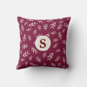 レッドモノグラムメリーイニシャルパインホリデークリスマス クッション (裏面)