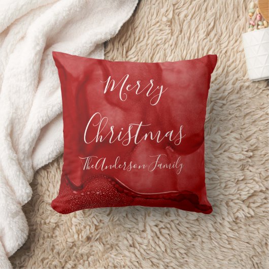 レッドモノグラムメリークリスマス装飾用クッション クッション (ブランケット)
